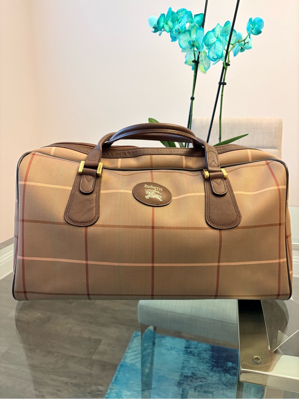 Vintage Burberrys Nova Check Boston Bag,